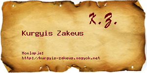 Kurgyis Zakeus névjegykártya